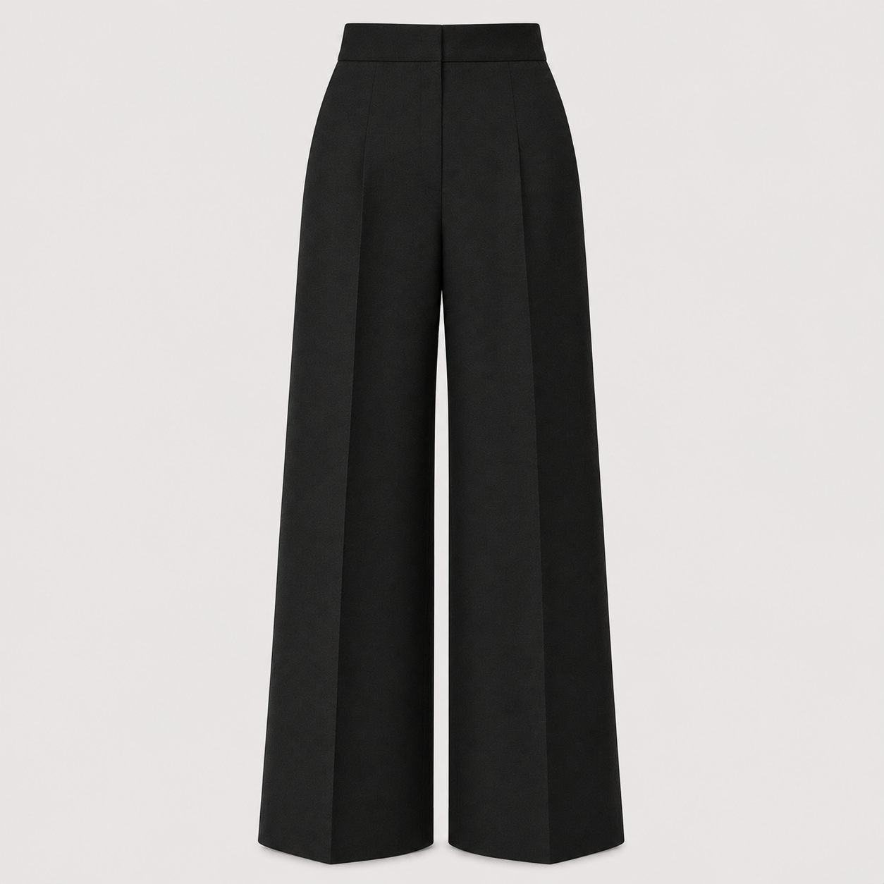 Jet Black Wide-Leg Formal Trousers