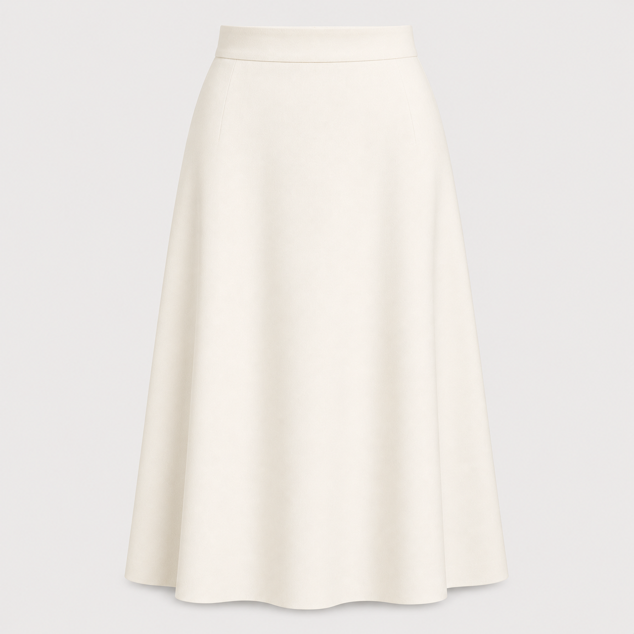 Ivory White A-Line Midi Skirt