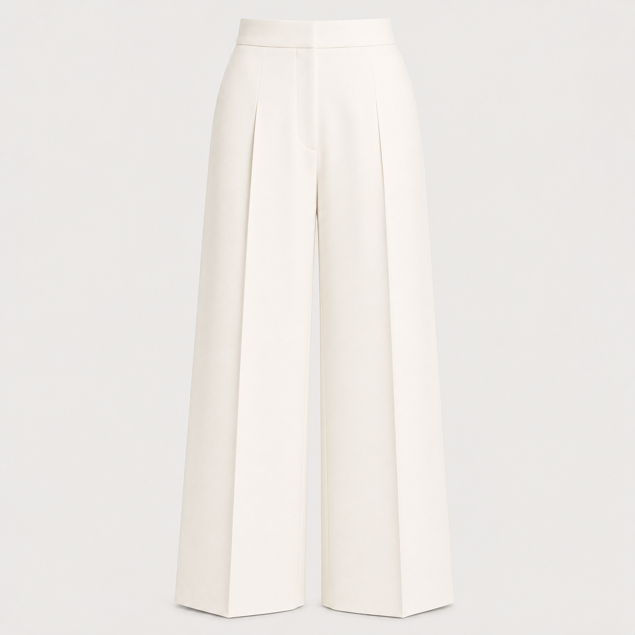 Ivory White Wide-Leg Formal Trousers