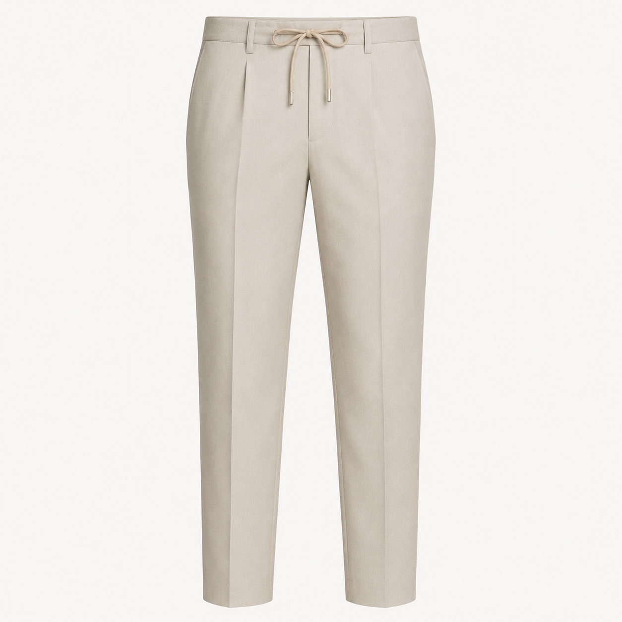 Stone Beige Drawstring Formal Trousers