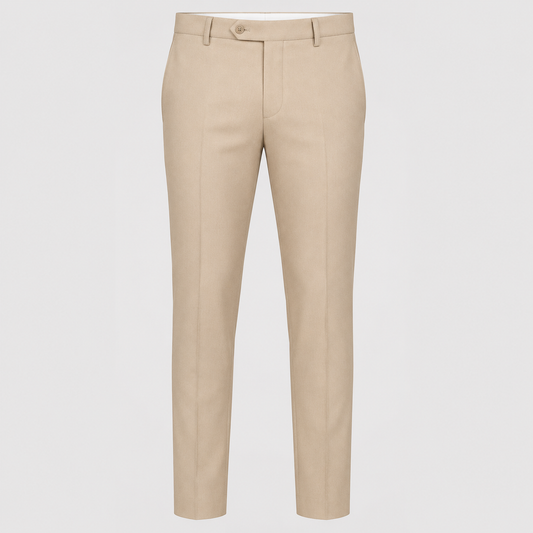 Beige Slim Fit Formal Trousers