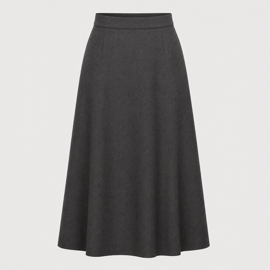 Charcoal Grey A-Line Midi Skirt