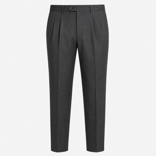 Charcoal Grey Pleated Formal Trousers