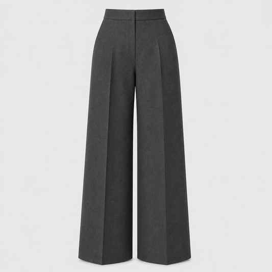 Charcoal Grey Wide-Leg Formal Trousers
