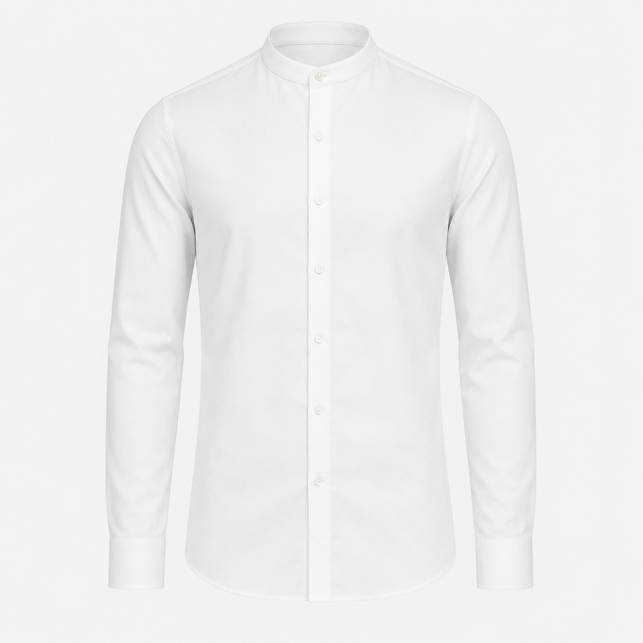 White Mandarin Collar Shirt