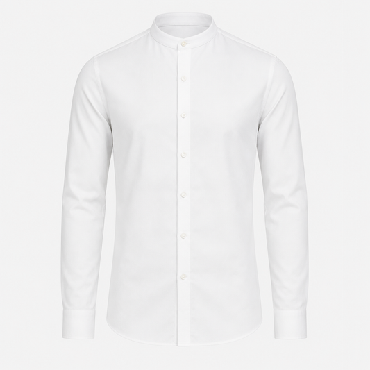 White Mandarin Collar Shirt